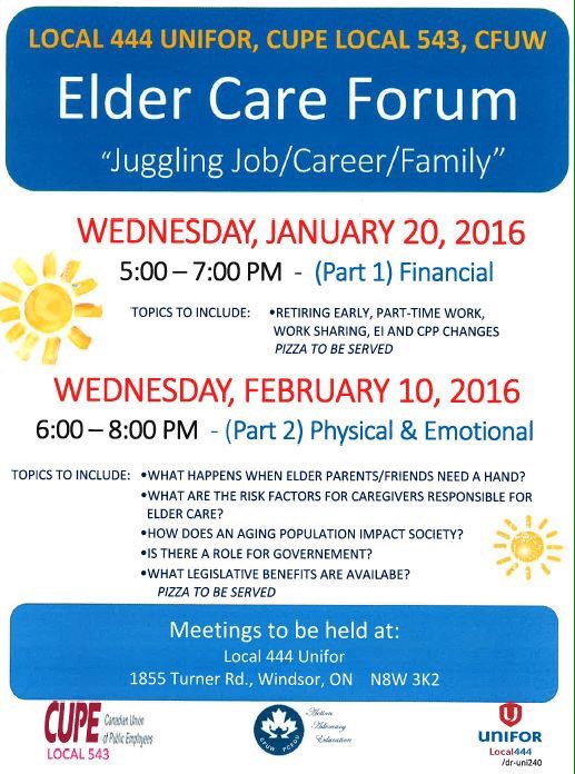 CFUW and Partners to host 2 Forums on Elder Care Canadian Federation